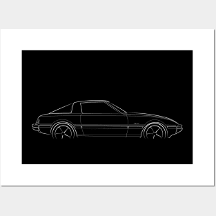 Mazda RX-7 FB - profile stencil, white Posters and Art